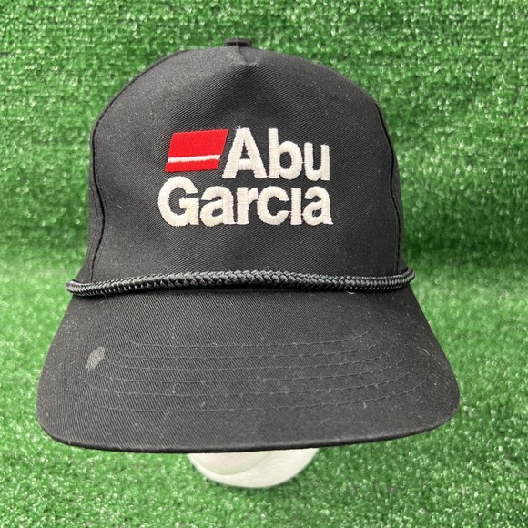 Vintage Abu Garcia Fishing Trucker Snapback Hat Rope Brim Black Adjustable - Picture 2 of 8
